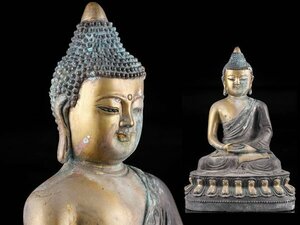 【琴》送料無料 仏教美術 銅製釈迦如来像 高30.5cm WJ830
