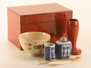 【琴》送料無料 木製漆器 根来塗 茶箱 WK922