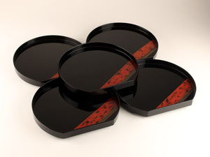[ koto } free shipping wooden lacquer ware lacqering half month serving tray . customer WK253