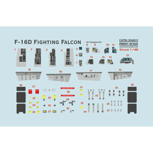 プリントスケール 1/48 3D48-012 F-16D ファイティング・ファルコン 計器盤 3Dデカール