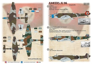 プリントスケール 72-454 1/72 ユンカース JU86