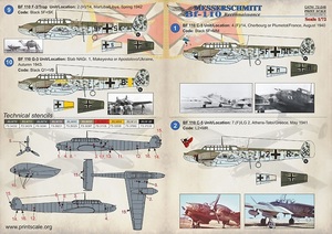 プリントスケール 72-246 1/72 メッサーシュミット Bf110 偵察型