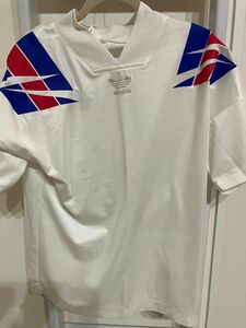 adidas アディダス トレフォイル　サッカーシャツ　ゲームシャツ　デサント　日本製　Lサイズ ヴィンテージ 90s