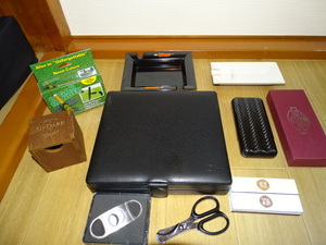  articles for cigar together set unused USED ZINO travel hyumi doll tree box ashtray cigar punch Davidoff taba Carrera 