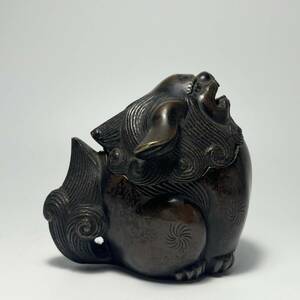 中国美術　銅製獅子香炉　古銅　置物　古玩