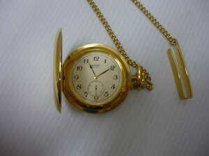 1265 SEIKO Seiko immovable . inside . total . large . pocket watch small second Gold quarts type S