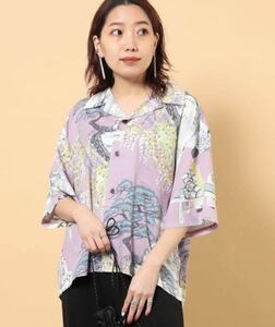 【美品　Mサイズ　定価13750円】IOLANI/イオラニ　ALOHA SHIRTS 舞妓　アロハ　開襟シャツ　柄シャツ　和柄　日本製　made in japan 紫