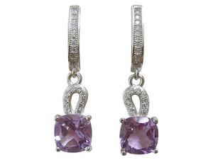  free shipping [ natural amethyst ] earrings purple crystal 