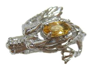  free shipping [ natural citrine ] dragon Dragon te The Yinling g ring yellow crystal 