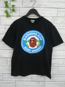 人気！着回し◆A BATHING APE プリント Tシャツ 半袖 カットソー メンズ M 黒 ストリート カジュアル 定番 ア ベイシング エイプ〇5-71y