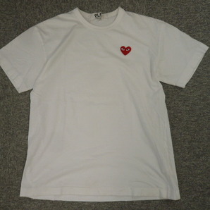 訳あり 人気◆PLAY COMME des GARCONS 半袖 カットソー Tシャツ メンズ XL 白 ハート カジュアル 着回し プレイコムデギャルソン〇5-72yの画像3