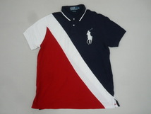 ビッグポニー 鹿の子◆POLO RALPH LAUREN トリコロールカラー ポロシャツ メンズ L 180/100A 半袖 カジュアル　ポロラルフローレン〇5-108y_画像3