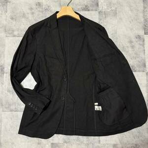 【リネン混】ジーユー GU テーラードジャケット アンコンジャケット 春夏 ブラック 黒 Lサイズ