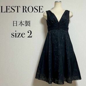 LEST ROSE レストローズ フレアワンピース パーティドレス ノースリーブ ゴスロリ ローズ柄 薔薇柄 フォーマル 日本製