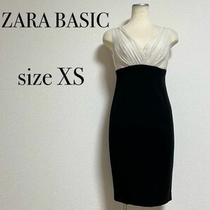 ZARA BASIC ザラベーシック ワンピース ドレスワンピ パーティドレス タイトワンピース 美シルエット バイカラー