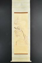 K3381 模写 高嶺「夜桜」絹本 月下桜図 茶掛 茶道具 日本画 中国 絵画 掛軸 掛け軸 古美術 人が書いたもの_画像2