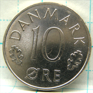 【デンマーク １０オーレ 銅ニッケル硬貨１枚 1981年】 王冠 M 2 R/DANMARK 10 RE BB　[k11]