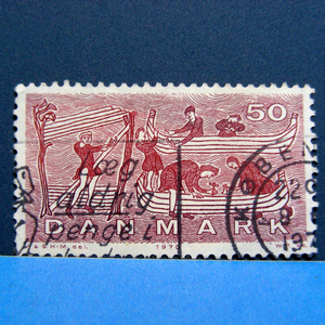 【デンマーク 使用済切手】バイキングの造船１枚 1970年　50 DANMARK切手 使用済１枚　切手[f44]