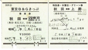 【東京B&Gきっぷ】あけぼの２号　秋田⇔東京都区内