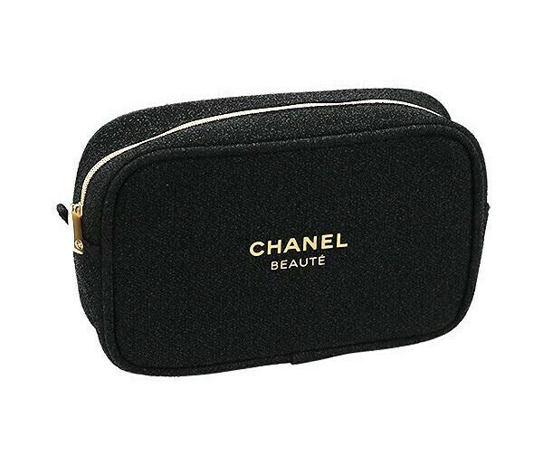 新品 CHANEL シャネル ノベルティ ポーチ ブラック ラメ 化粧ポーチ コスメポーチ 小物入れ バッグインバッグ ロゴ入り