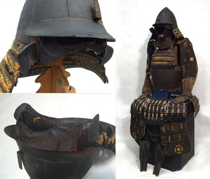  old armor Sengoku peach mountain * helmet armour armour .. war . bow sword saddle stirrups guard on sword eyes .. head large name samurai 