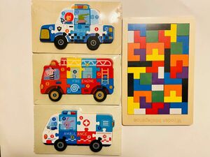 木製パズル 知育玩具 型はめパズル モンテッソーリ パズル 4セット　新品2