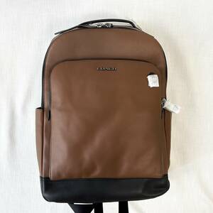#1 jpy ~ < unused!!>#COACH Coach Graham leather rucksack backpack 2 layer on goods ko-teA4/PC storage business usually using Brown 89939