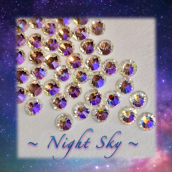 人気商品●高品質●希少カラー●ガラス製ストーン●【Night Sky】50粒●サイズMIX●