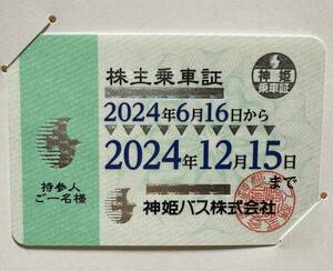 神姫バス　株主優待乗車証　送料込み[2024.6.15〜2024.12.15]