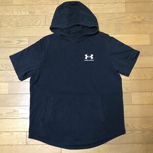 UNDER ARMOUR MEN’S SHORT SLEEVE HOODIE size-LG(着丈71身幅61) 中古(美品) 送料無料 NCNR