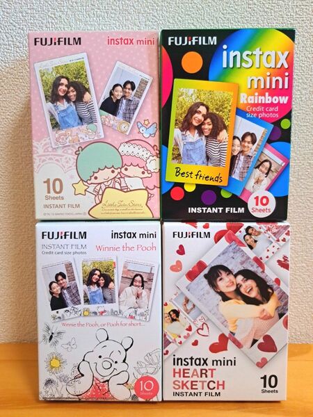 FUJIFILM instax mini チェキ用フィルム 　フイルム　40枚　キキララ　プーさん　レインボー　ハートスケッチ