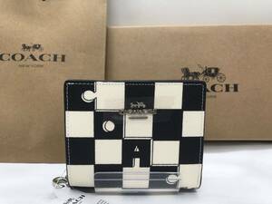 訳ありCOACH スナップ ウォレット・チェッカーボード プリント