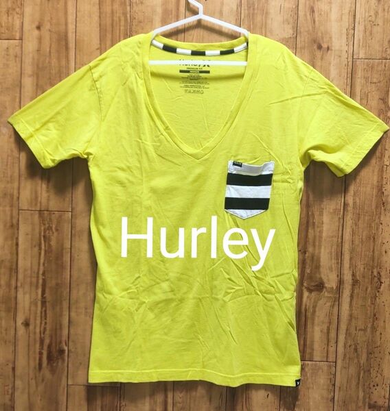 Hurley ハーレー 半袖 Ｔシャツ ポケットTシャツ 黄色 Vネック ロゴ