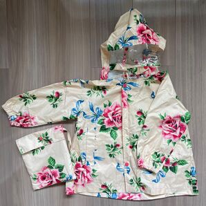 Cute Wink 花柄 レインコート 収納袋付 ピンクベージュ