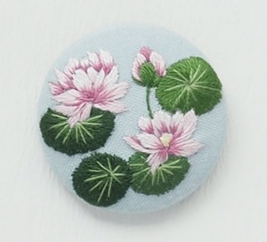 403.exit_deguchi hand made water lily *.... hand embroidery brooch present Japanese clothes obidome accessory bag . hat also 