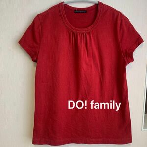 DO! family フロントギャザー半袖カットソー　定番Tシャツ　Mサイズ レッド　日本製