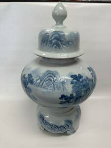 * blue and white ceramics * landscape .* pine Gou *...* Arita .* Imari height 47cm censer old Imari tradition industrial arts 