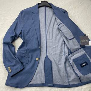[ tag attaching unused ]Navy navy tailored jacket Denim stretch Anne navy blue indigo blue L size spring summer autumn summer men's 