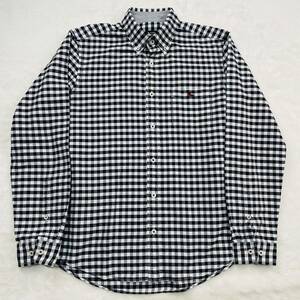 [ beautiful goods ]BURBERRY BLACK LABEL Burberry Black Label long sleeve BD shirt button down silver chewing gum check hose embroidery stamp button 2 M