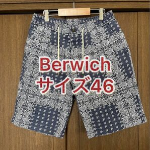 46 ネイビー BERWICH ペイズリー ショートパンツ / バミューダ ベルウィッチ 柄パン M