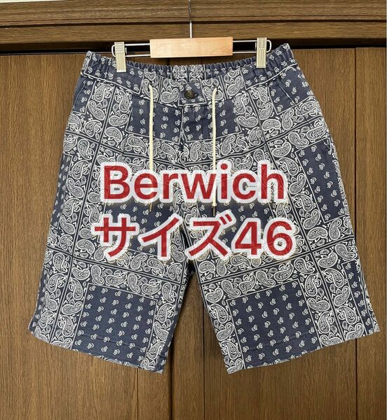 46 ネイビー BERWICH ペイズリー ショートパンツ / バミューダ ベルウィッチ 柄パン M