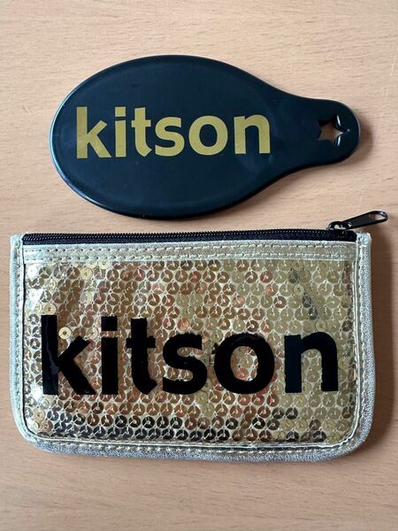 kitson携帯用ミラー　ポーチセット　ゴールドスパンコール
