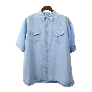 CUBAVERA レーヨン リネン キューバシャツ 大きいサイズ ライトブルー (メンズ 2XL) 中古 古着 Q7289