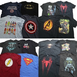 古着卸 まとめ売り マーベル DCコミック 半袖Tシャツ 16枚セット (メンズ 2XL /3XL /4XL ) バットマン スパイダーマン MT3934