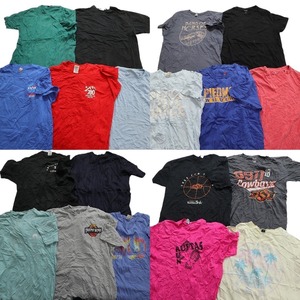 古着卸 まとめ売り カラーmix プリント 半袖Tシャツ 19枚セット (メンズ L ) ボディプリント 企業 無地 英字ロゴ MT5121