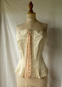 1900's France Vintage CORSET N.D. PARISlinen corset 10s 20s French Vintage antique Work jacket 