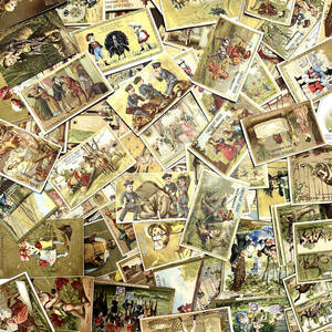 100枚 フランス アンティーク クロモカード クロモス ヴィンテージ コレクション ディスプレイ ポストカード 雑貨 まとめ 大量 ジャンク