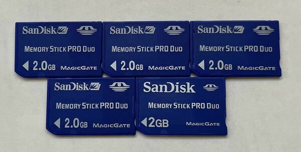 ★送料無料★ SanDisk/サンディスク memory stick pro duo 2GB 5枚　メモリースティック/PSP/メモリーカード フォーマット済み動作品