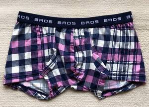 Wacoal BROS ワコール ブロス ボクサーパンツ Lサイズ ローライズ チェック パープル×ネイビー ☆送料無料