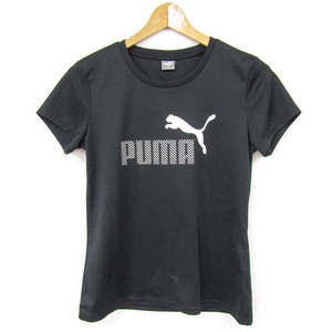 プーマ 半袖Tシャツ ロゴT ラウンドネック トップス スポーツウェア ランニング トレーニング レディース Mサイズ ブラック PUMA